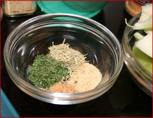 Spices enhance the broth. Rosemary, garlic dried parsley, and meat seasoning (no MSG!)