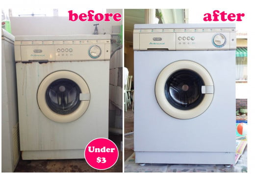 Resprayed washing machine before and after