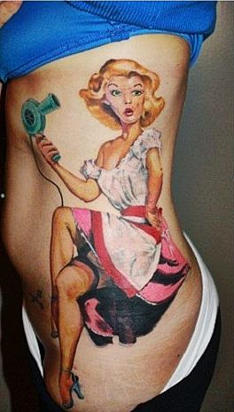 Classic Vargas-style pinup tattoo