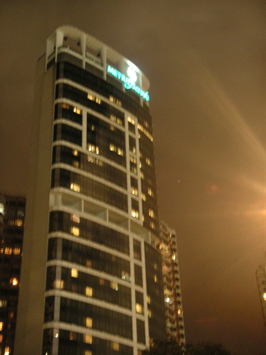 Night time view of the hotel