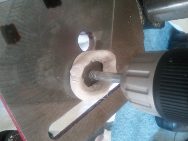 If a groove was made by the drill press, start out at a 90 degree angle to further deepen it.