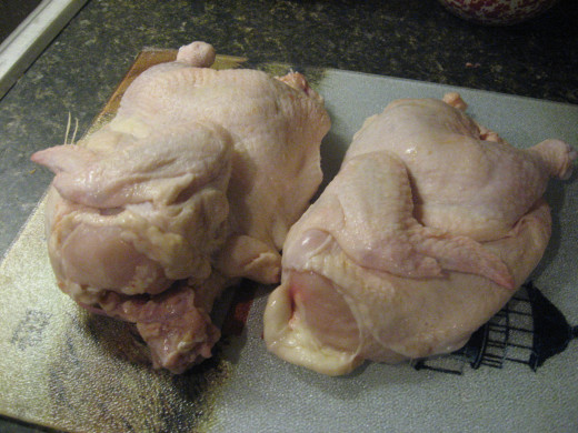 Split the chicken in half.