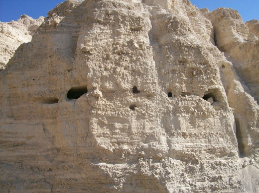 Caves at Ein Gedi, Dead Sea.  Could the Ark of the Covenant be hidden is a place like this?