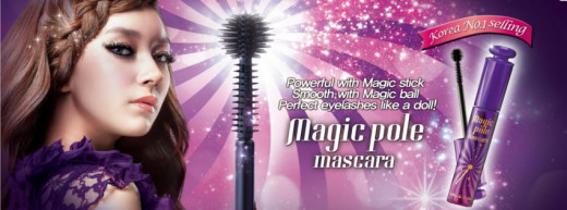 An advert for the Magic Pole mascara.