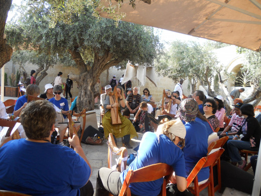 Harp worship at Zion David's City, Jerusalem, with international harp instructor Michael David