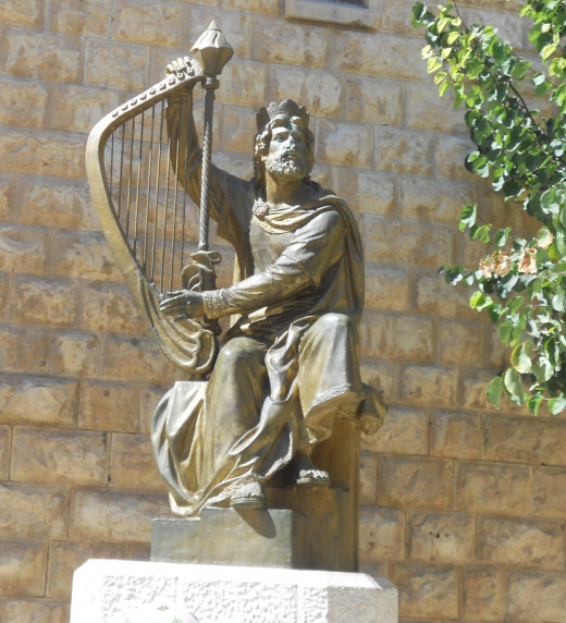 Sculpture of King David and harp, Old City, Jerusalem.