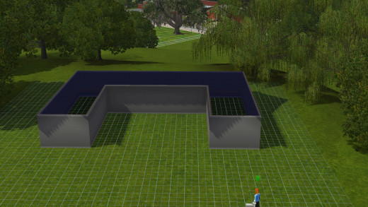 Laying out the floor plan of your sims 3 greenhouse. 