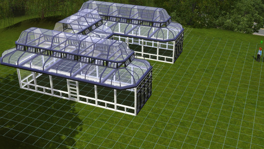 Placing and re-coloring greenhouse windows. 