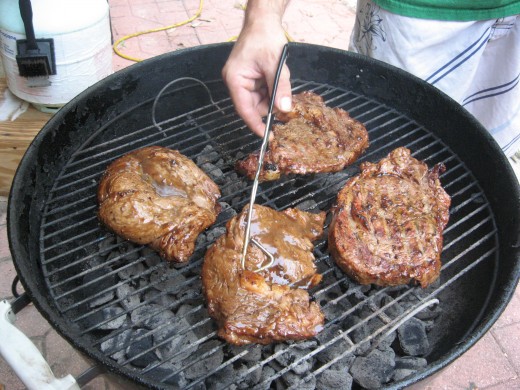 Steaks on a Charcoal Grill - yum!
