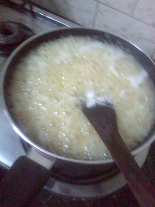 Added sugar in half cup water.