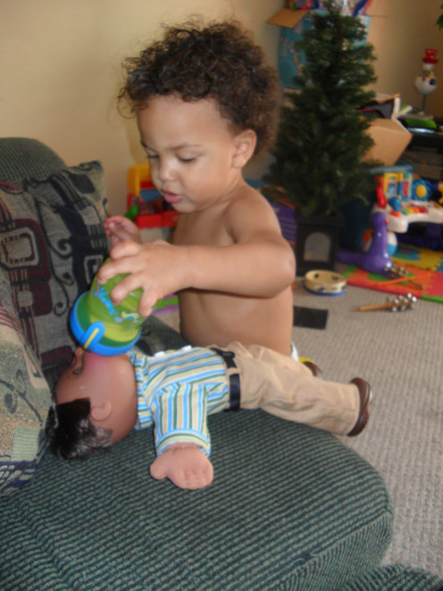 My son sharing his water with his son