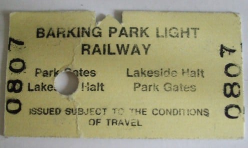 Barking Park Light Railway (7.25" gauge) return ticket.