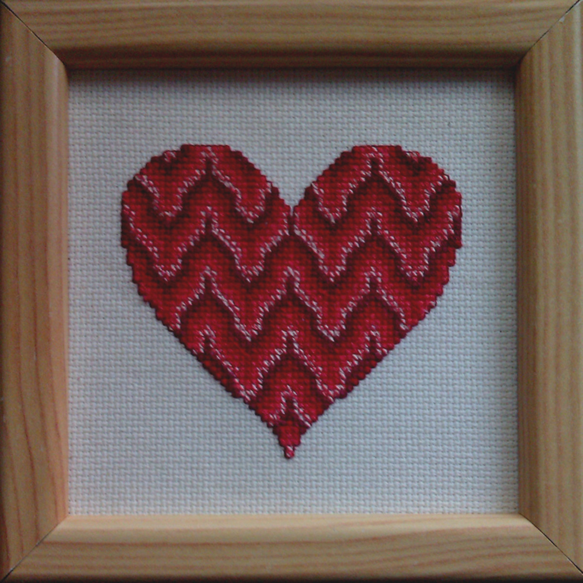 Free Bargello Cross Stitch Valentine's Heart Pattern