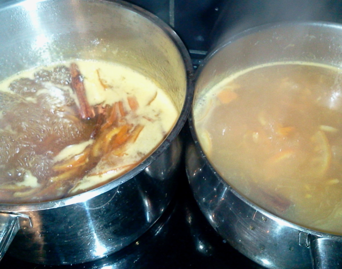 The marmalade on the left is near to setting point.