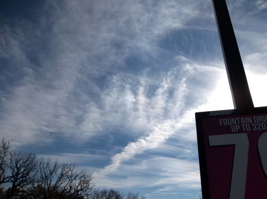 I could not say for certainty that these were chemtrails had I not watched them expand.  Taken N OKC toward SE, with pole shading the sun.
