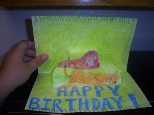 A birthday card I made for a friend using colored pencils.