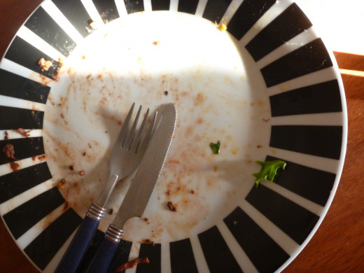 Empty plate, all the sweet potato salad and side of beef eaten! 