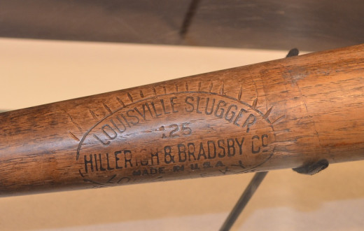 The bat Babe Ruth used in 1927, with a notch cut into it for every homer he hit with it.