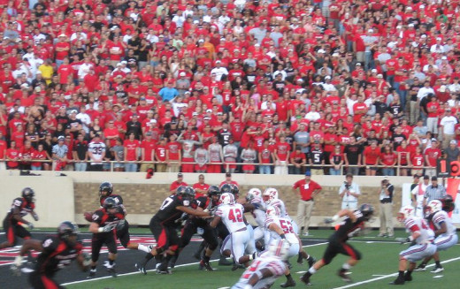 Hardcore fans at a college football game
