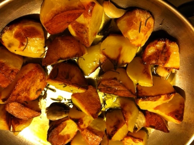 Roast potatoes out of the oven