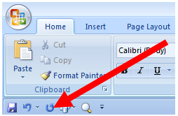 Locating the Quick Access Toolbar in Excel 2007.