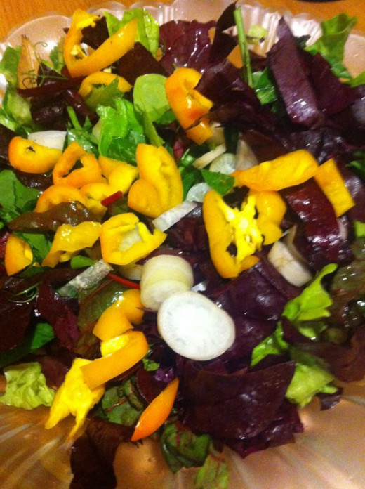 Bull's Blood beet tops add color to your salad.