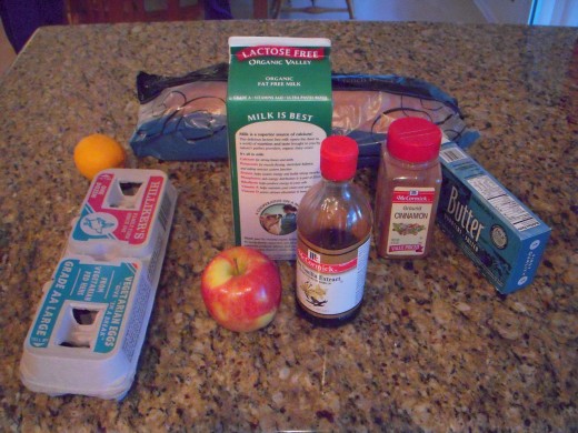 Ingredients for oven baked French toast