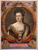 A tinted engraving of Queen Anne of England, artist unknown