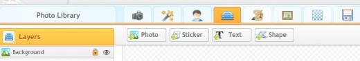 To add text to any photo, click on the picture that looks like layers of paper (highlighted) and then click on TEXT.