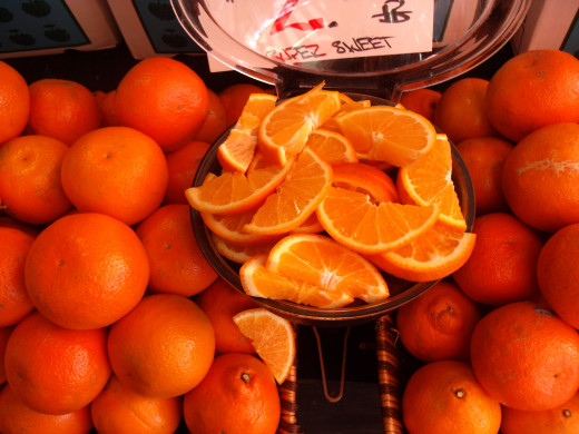 Freshly sliced oranges
