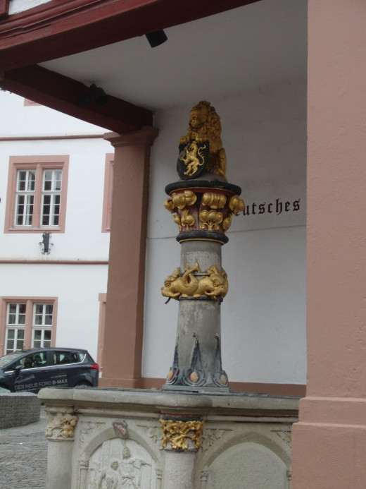 Lion statue in the Fish market zone of Alzey