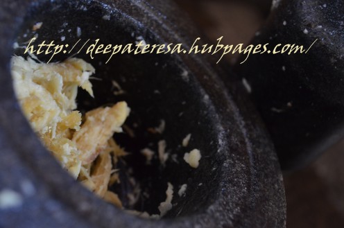 Ginger and garlic is crushed