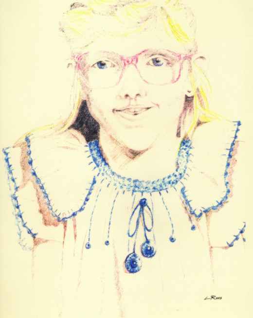 A friends daughter done from a school photograph using colored pencils.
