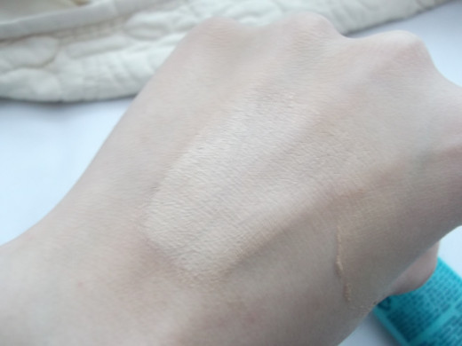 BB cream on hand; spread out, not blended.