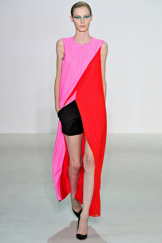 Watch for bright colors like salmon, orange, and aqua for spring 2013. (Christian Dior Spring/Summer 2013)