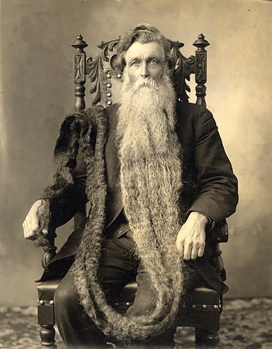Hans Langseth. World record holder for longest beard. 18 feet, 6 inches. 