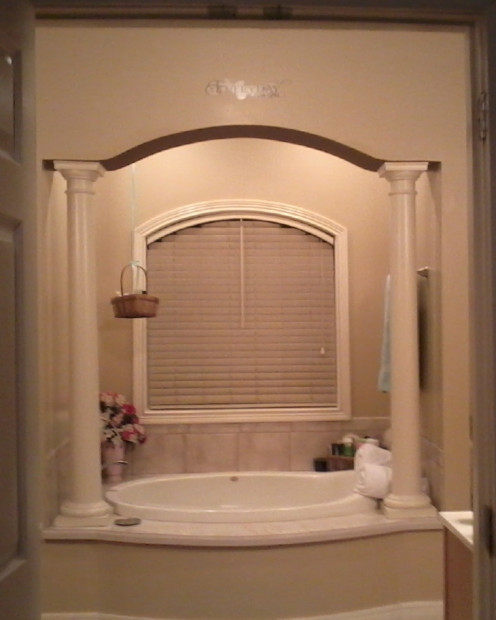 This was a dramatic change. This bathroom was all white.  
