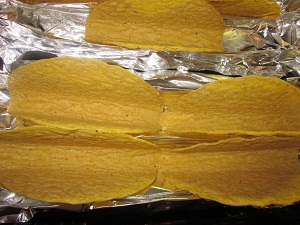 Taco shells in foil boats