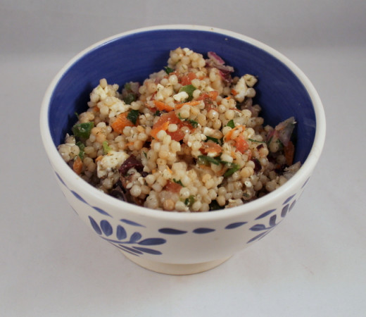 Mediterranean Couscous Primavera Salad Recipe with Feta, Olives, and ...