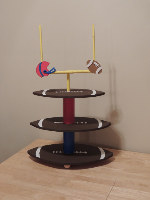 Football shaped cupcake tower
