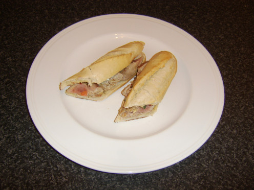Fresh tuna loin slices are topped by a simple cucumber salsa on a freshly baked baguette