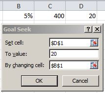 Using Goal Seek is probably a good example of something an Excel MOS should know how to use.  Many companies have to do this on a daily basis.