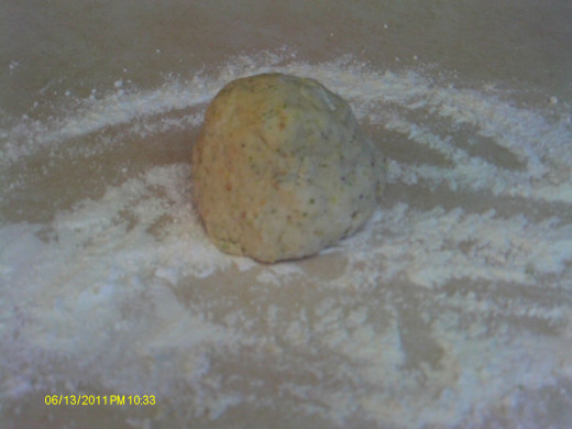 Knead the dough several times before rolling out.