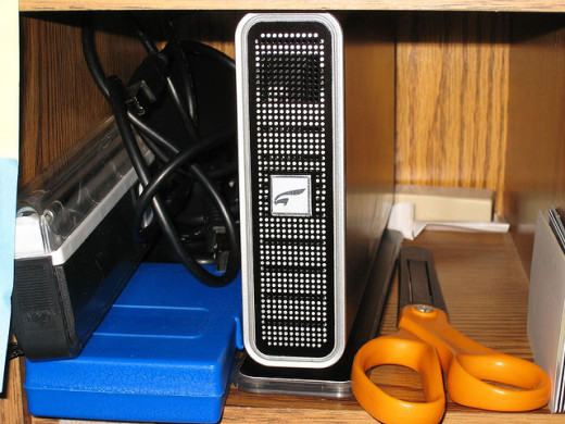 Most external drives fit comfortably anywhere.