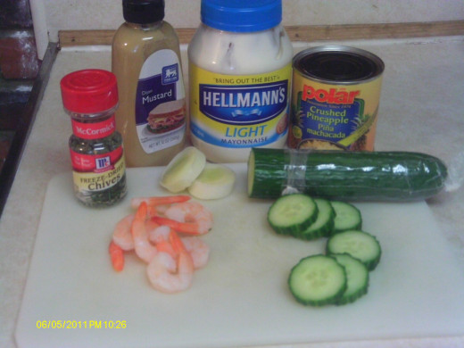 Ingredients for Cucumber shrimp appetizer
