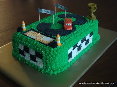 One of my earlier, simpler cakes.  (car, cones, trophy, and flag are not edible)