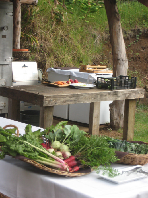 Produce harvested at O'o Farm in Maui