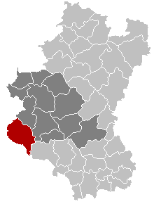 Map location of Bouillon municipality in the Belgian province of Luxembourg