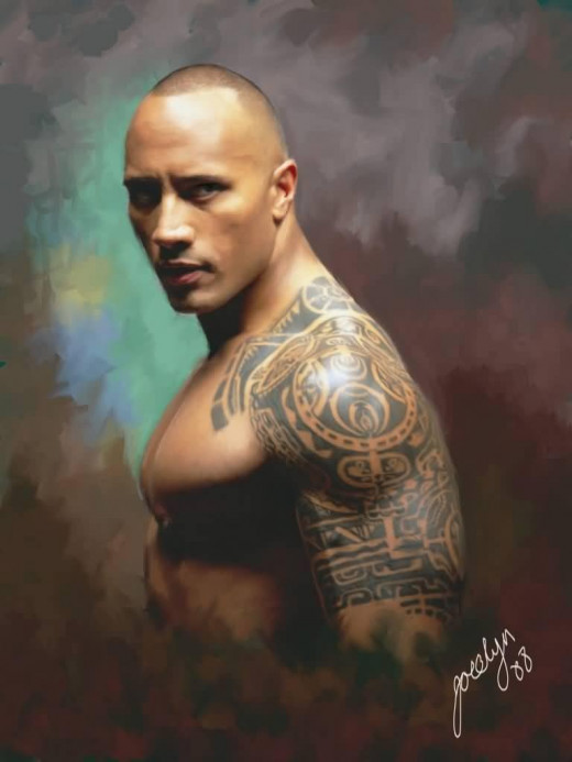 The Rock always looks amazing in these urban tribal tattoos