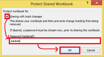 Activating sharing and protection of the workbook